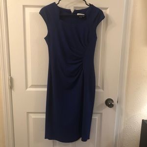 Horseshoe neck Calvin Klein dress in deep blue